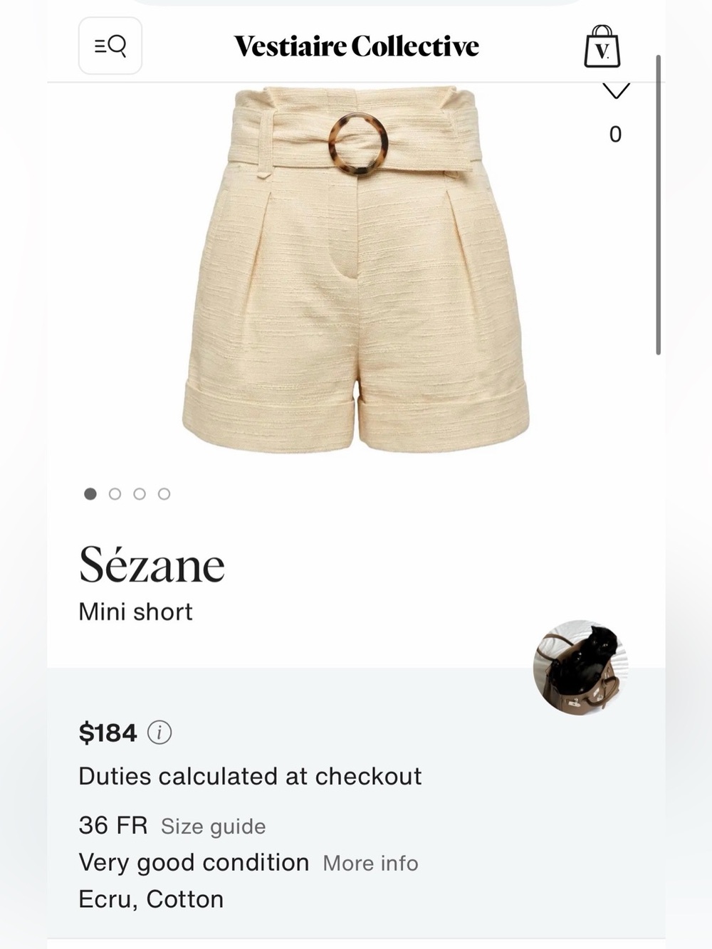 Sezane Cream Textured High-Waist Shorts